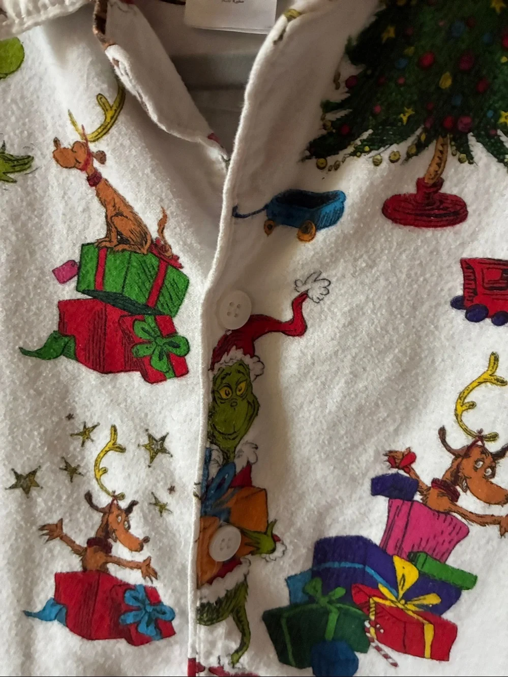 Pottery Barn TEEN Dr Seuss Grinch Flannel Pajamas Top XS